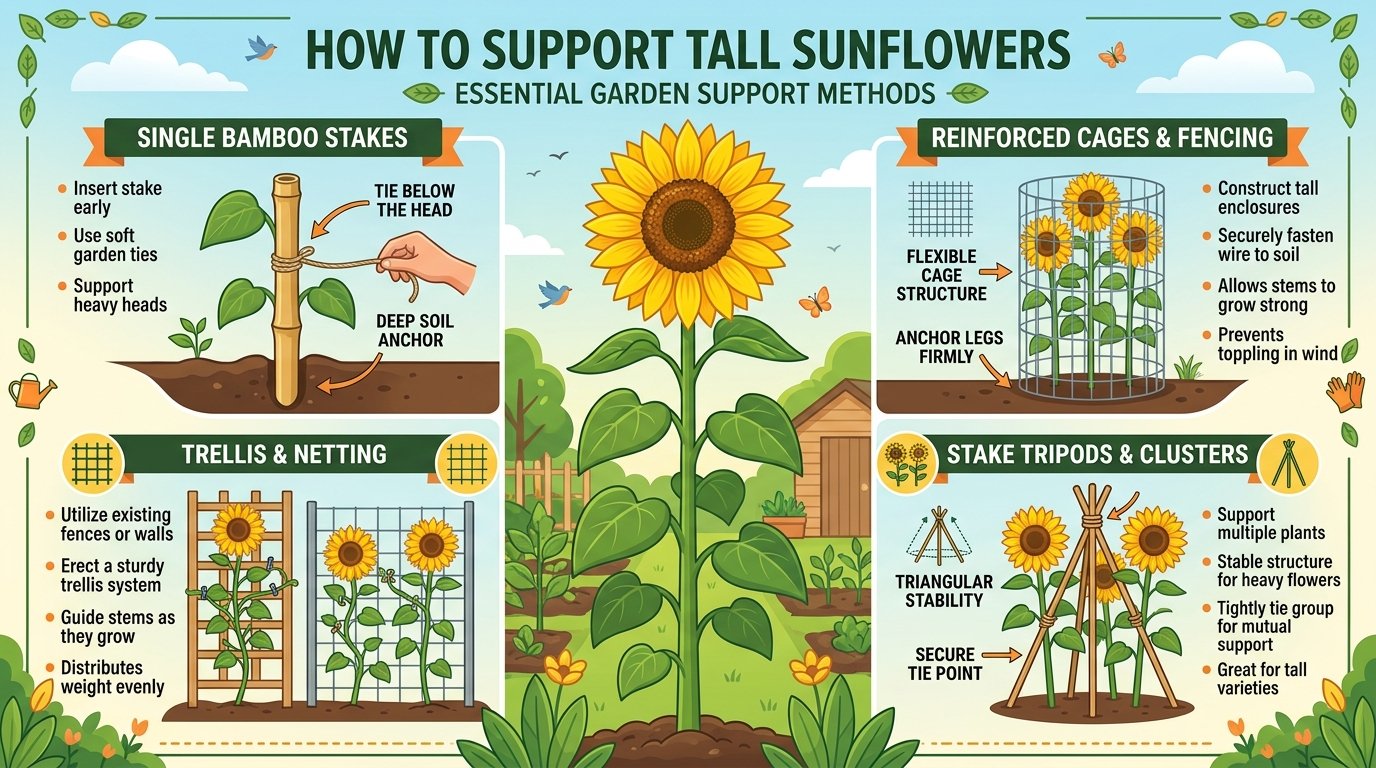 how-to-support-tall-sunflowers