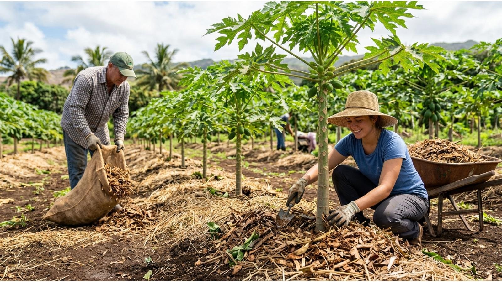 mulching-papaya-plants